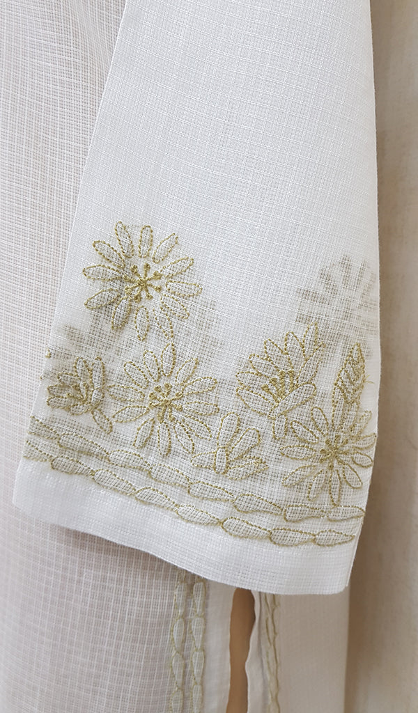 Off White Chikan Hand Embroidered Bra - KJ0188 – Kajrakh