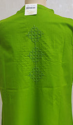 将图像加载到图库查看器中， Women&#39;s Lucknowi Handcrafted Green Cotton Chikankari Kurti - NC044200-09
