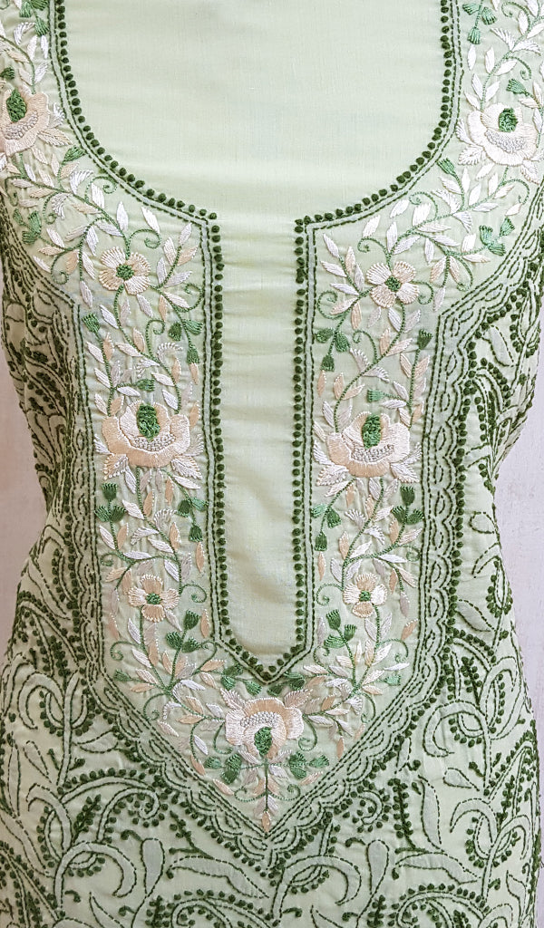 Women's Lucknowi Handcrafted Cotton Chikankari Unstitched Kurti Fabric - NC051919