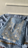 Jazba — Cornflower Blue Pure Mul Chanderi Chikankari 2 Pc Unstitched Suit Set