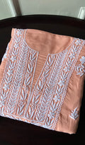 Simran Women's Lakhnavi Handcrafted Modal Cotton Chikankari Unstitched Kurti Fabric - HONC0261072