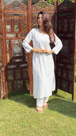 将图像加载到图库查看器中， Women&#39;s Lucknowi Handcrafted Cotton Chikankari Kurti - HONC0245099
