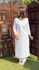 Load image into Gallery viewer, Farheen Women&#39;s Lucknowi Handcrafted Cotton Chikankari Kurti - HONC02450990
