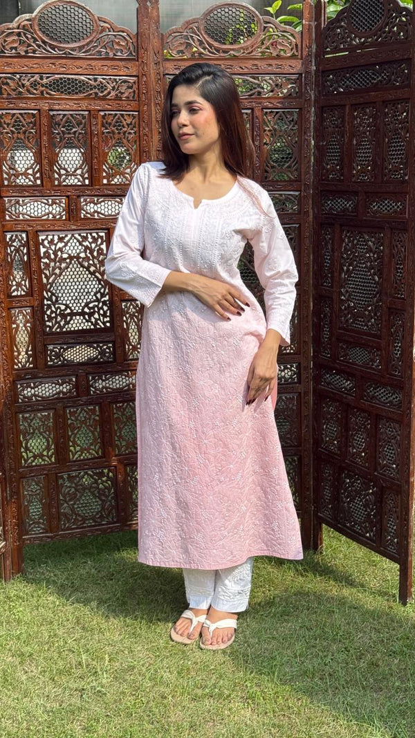 Farheen Women's Lucknowi Handcrafted Cotton Chikankari Kurti - HONC0245085
