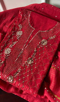 Fauzia Women's Lakhnavi Handcrafted Mul Chanderi Semi - Stitched Kurta And Dupatta Set - HONC0245059