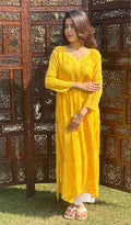 Safiya Women's Lakhnavi Handcrafted Viscose Georgette Chikankari Kurti - HONC0207838