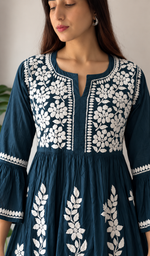 Women's Lucknowi Handcrafted Cotton Chikankari Kurti - HONC0114359