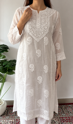 Women's Lucknowi Handcrafted Muslin Chikankari Kurti - HONC0149461