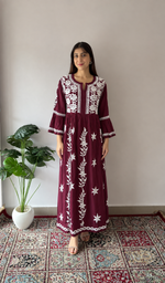 Women's Lucknowi Handcrafted Cotton Chikankari Dress - HONC060141