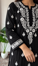 Women's Lucknowi Handcrafted Modal Cotton Chikankari Anarkali Dress - HONC0231034