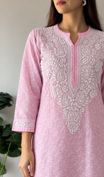 Women's Lucknowi Handcrafted Cotton Chikankari Kurti- HONC0392398