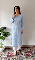 Iqra Women's Lucknowi Handcrafted Cotton Chikankari Kurti - HONC0394211
