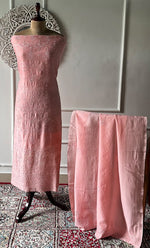 Load image into Gallery viewer, Women's Lakhnavi Handcrafted Chanderi Silk Unstitched Kurta And Dupatta Set - HONC0186537