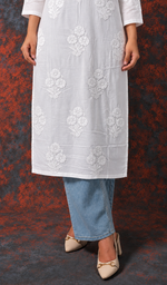 Women's Lucknowi Handcrafted Modal Cotton Chikankari Kurti - HONC0220775