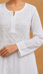 Women's Lucknowi Handcrafted Cotton Chikankari Kurti - HONC0113609