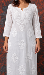 Women's Lucknowi Handcrafted Modal Cotton Chikankari Kurti - HONC0220775