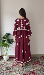 Women's Lucknowi Handcrafted Cotton Chikankari Dress - HONC060141