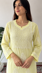 لکھنوی ہاتھ سے تیار کردہ کپاس چکنکاری کورتی - HONC0135342