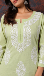 Women's Lucknowi Handcrafted Cotton Chikankari Kurti- HONC0234245