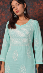 Sufiyani Women's Lucknowi Handcrafted Cotton Chikankari Kurti - HONC0138239