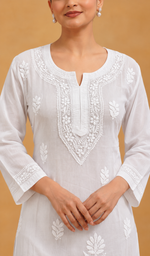Women's Lucknowi Handcrafted Cotton Chikankari Kurti - HONC098116