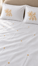 Lakhnavi Handcrafted Cotton Chikankari Bedsheet Set - HONC03945370