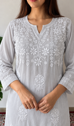 Mahek  Women's Lucknowi Handcrafted Cotton Chikankari Kurti - HONC0109608