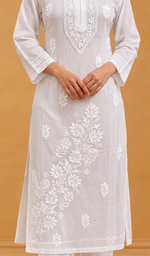Women's Lucknowi Handcrafted Cotton Chikankari Kurti - HONC098116