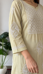 Lucknowi 手工棉质 Chikankari Kurti - HONC0135325