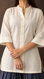 Women's Lakhnavi Handcrafted Cotton Chikankari Top And Palazzo Set - HONC012816
