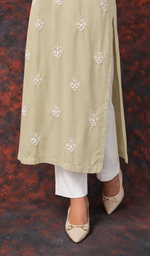 Gulnaaz Women's Lucknowi Handcrafted Mul Cotton Chikankari Kurti - HONC0161269