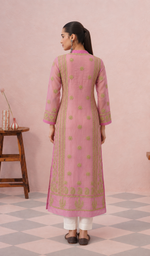 Gul Women's Lakhnavi Handcrafted Organza Chikankari Anarkali Dress- HONC040020