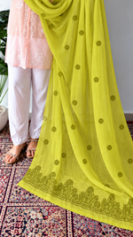 Women's Lucknowi Handcrafted Cotton Chikankari Dupatta - HONC02306243