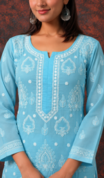 Women's Lucknowi Handcrafted Cotton Chikankari Kurti- HONC0392302