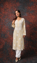 Women's Lucknowi Handcrafted Cotton Chikankari Kurti- HONC0392416