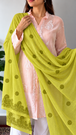 Women's Lucknowi Handcrafted Cotton Chikankari Dupatta - HONC02306243