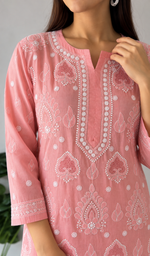Women's Lucknowi Handcrafted Cotton Chikankari Kurti- HONC0392404