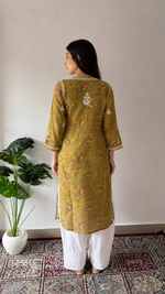 Women's Lakhnavi Handcrafted Kota Cotton Chikankari Kurti - HONC033361