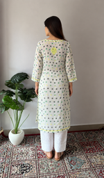 Women's Lucknowi Handcrafted Chiffon Chikankari Kurti- HONC056325