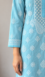 Women's Lucknowi Handcrafted Cotton Chikankari Kurti- HONC392373