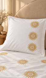 Lakhnavi Handcrafted Cotton Chikankari Bedsheet Set - HONC0373294