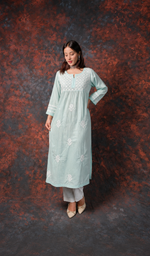 Falak Women's Lucknowi Handcrafted Cotton Chikankari Kurti - HONC0220704