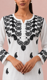 Women's Lucknowi Handcrafted Cotton Chikankari Kurti - HONC090132