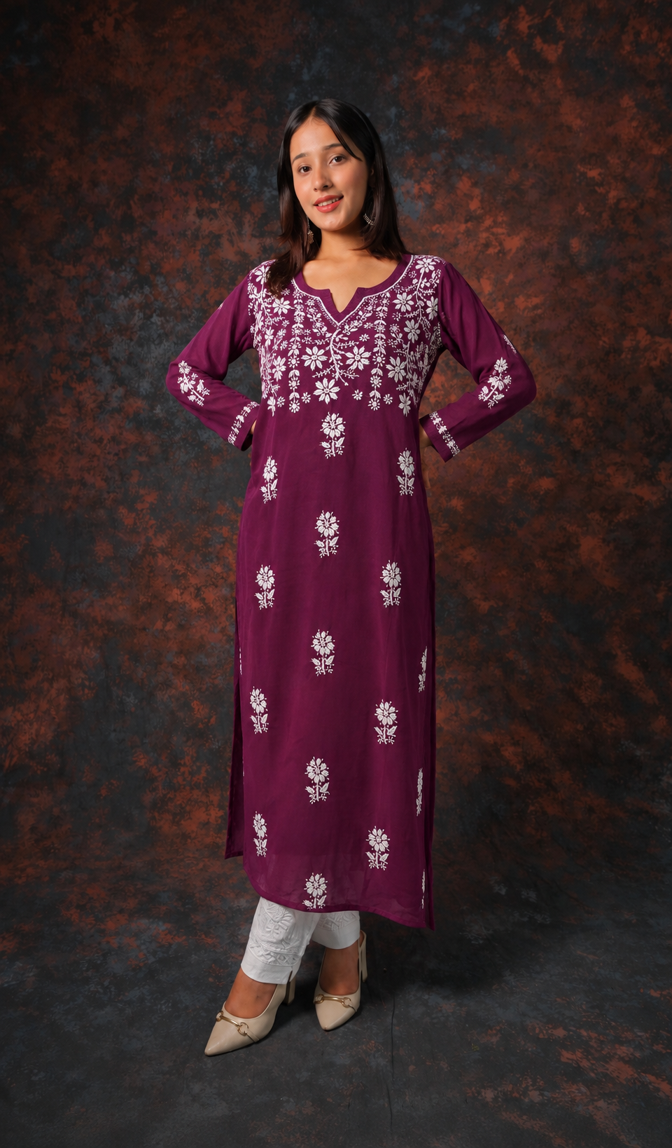 Women's Lucknowi Handcrafted Cotton Chikankari Kurti- HONC01603820