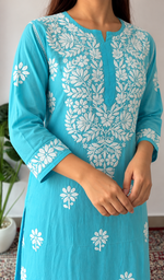 Women's Lucknowi Handcrafted Modal Cotton Chikankari Kurti- HONC0392399