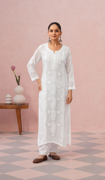 Women's Lucknowi Handcrafted Cotton Chikankari Kurti - HONC0220649