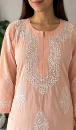 Women's Lucknowi Handcrafted Cotton Chikankari Kurti- HONC0141385