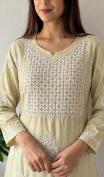 Lucknowi 手工棉质 Chikankari Kurti - HONC0135325