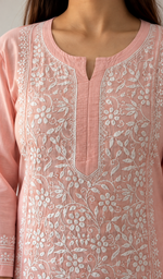 Iqra Women's Lucknowi Handcrafted Cotton Chikankari Kurti - HONC0164364