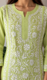 Iqra Women's Lucknowi Handcrafted Cotton Chikankari Kurti - HONC0141263